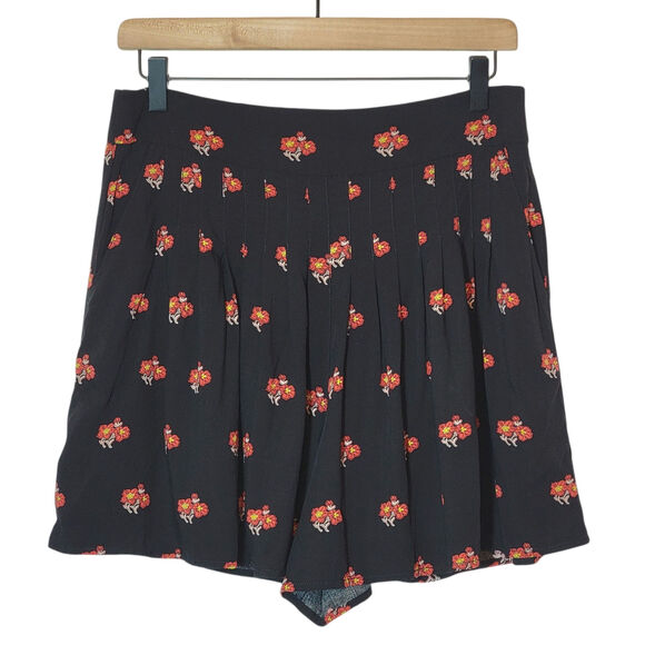 Anthropologie Maeve Floral Pleated Shorts Black Red High Waist Boho Summer S - Picture 14 of 14